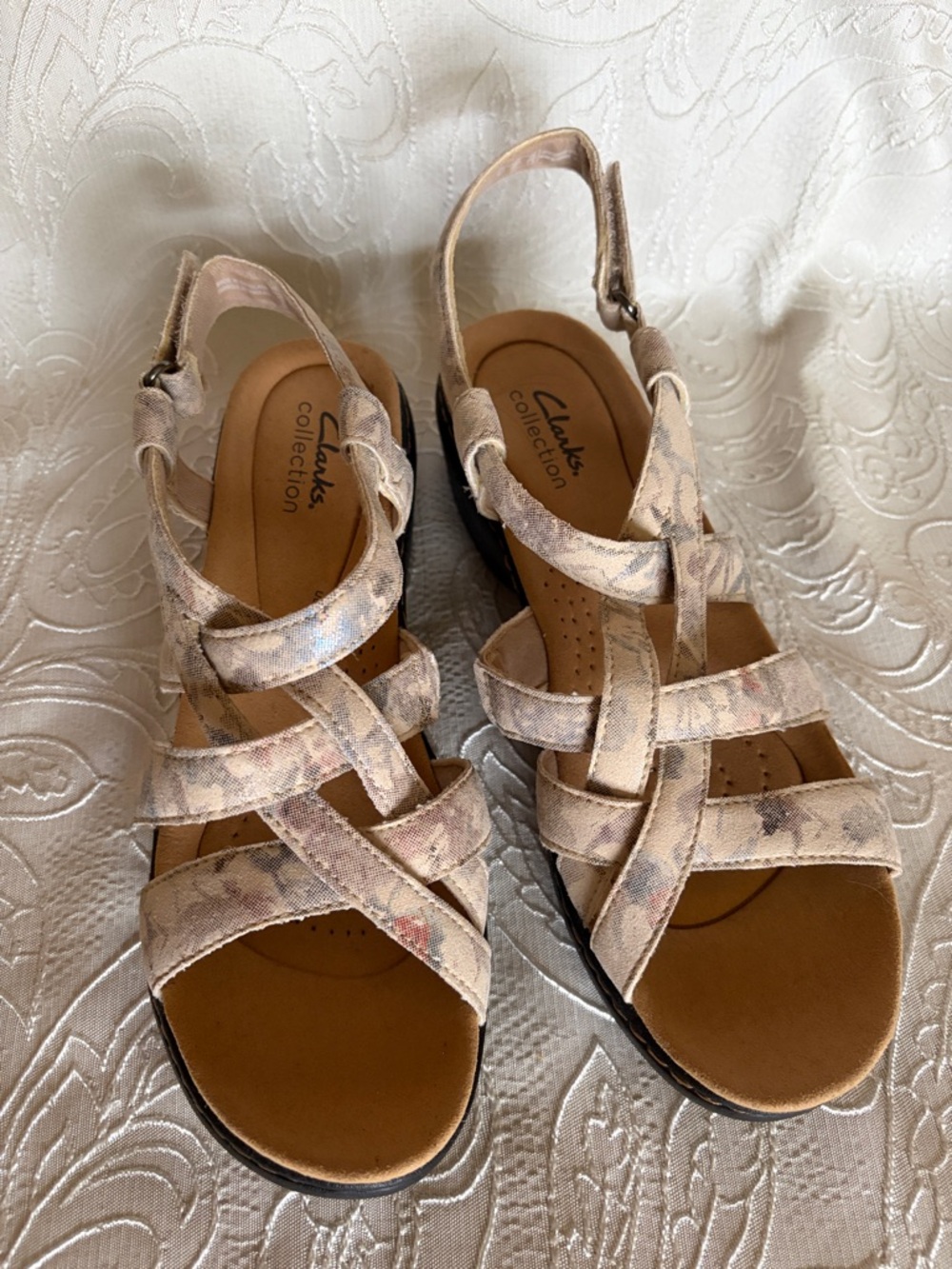Clarks Neutral Multi-Tone Beige Strappy Slingback Sandals